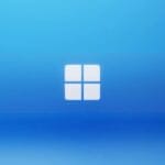 Blue and White Logo on Blue Background