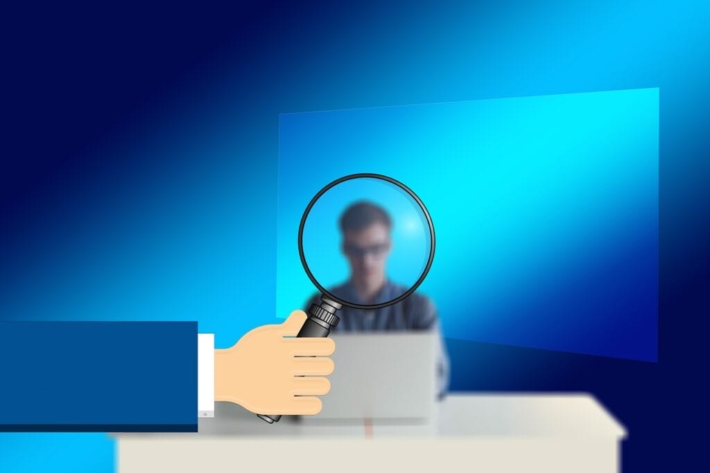 window, hand, magnifying glass