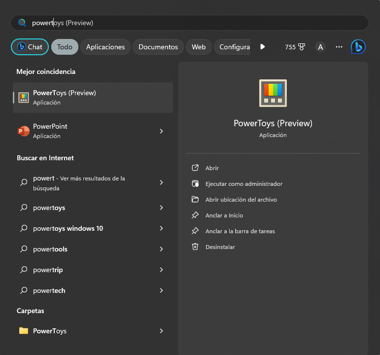 menu inicio power toys