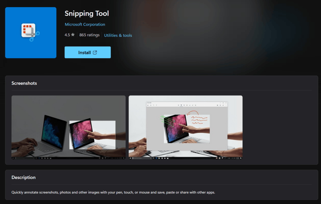 Snipping Tool tomar capturas de pantalla